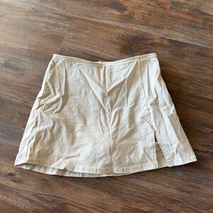 Beige Mini Skort with Side Slit
